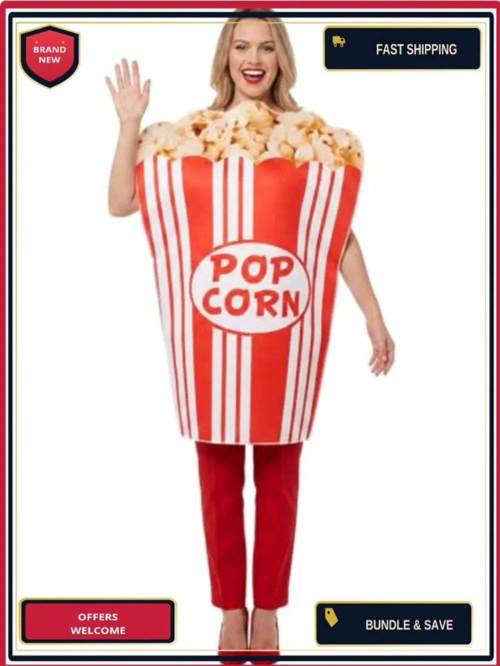 Popcorn Funny Costume Halloween Party Movie Night Carnival